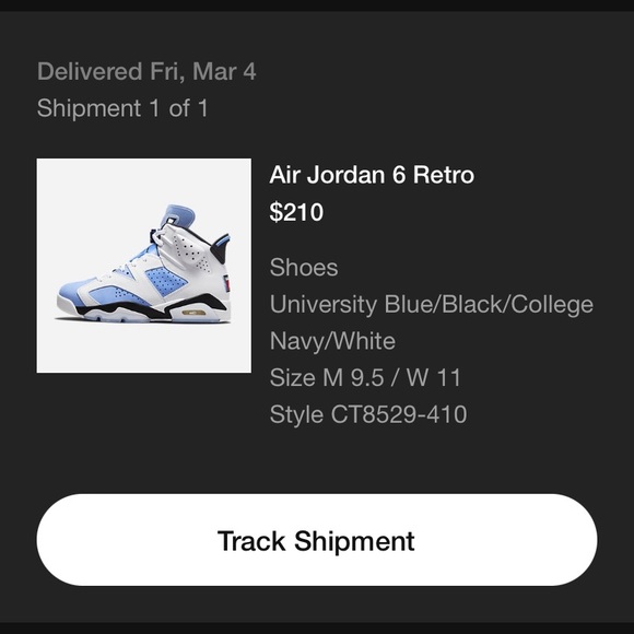 Brand New Jordan 6 UNC University Blue White Black sz 9.5 - Picture 9 of 10